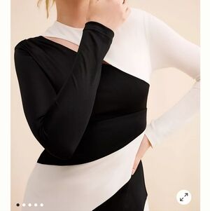 Fatm Rio Black and White Long Sleeve Dress